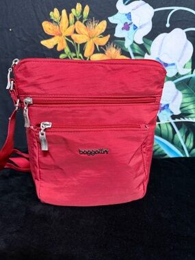 Baggallini Red Nylon Crossbody with Front Zip Pockets
